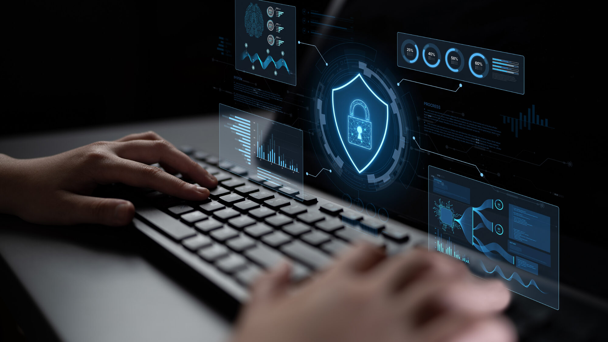 Cybersecurity dashboard for network security monitoring and data protection. Fermion
